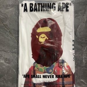 A Bathing Ape White and Red Graphic Tee